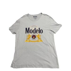 Modelo  Beer Graphic T-Shirt Men's 2XL   XXL  Lt Blue Short Sleeve Lucky Brand